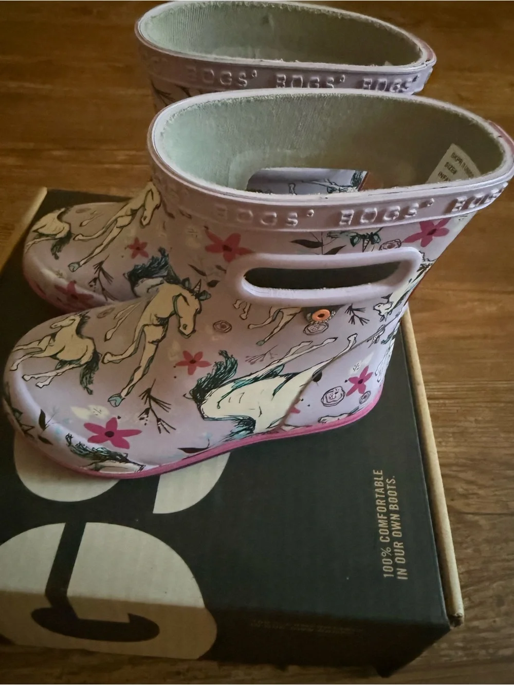 Bogs Kids Lavender Pink Unicorn Rain & Snow Boots with Handles